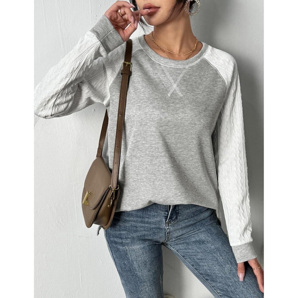 Womens Long Sleeve Cable Knit Tunic Top Lightweight Polyester Fall Casual - Picture 3 of 5